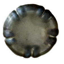 J S Sankey antique solid brass pin tray 12cm across raised scalloped edge