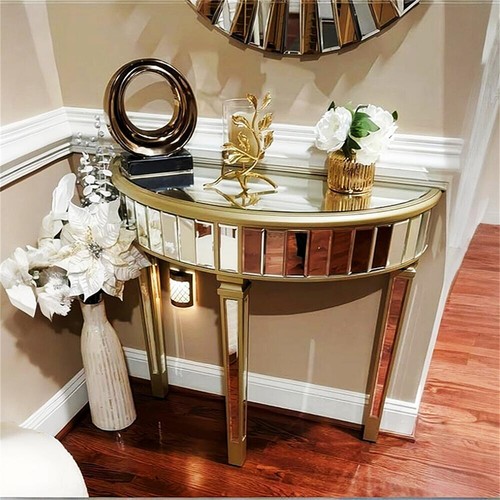 Half moon mirrored console - mirrored,
