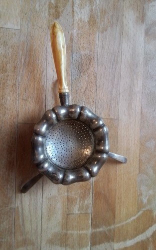 Antique silver tea strainer - tea,
