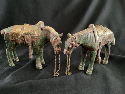 Rare vintage hand carved - x2,