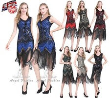 New 1920s sequin Custume Cocktail Party Fringe Flapper Sleevesless V-neck Dress