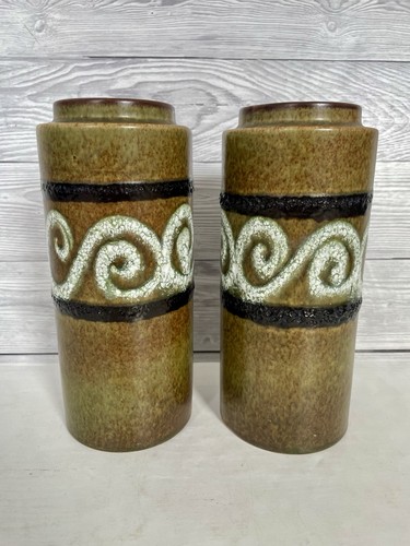 Pair vintage scheurich vases - vintage,