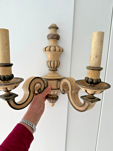 Pair ivory cream - of, wooden