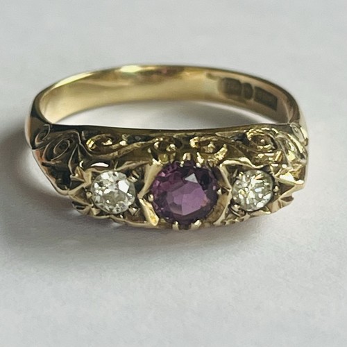 9ct gold natural ruby - gold, diamond