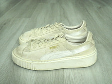 PUMA Suede Platform Girls Trainers Triple Beige Suede Size 3 / 35.5