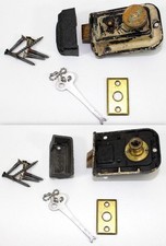 Antique Yale & Towne Mfg Co Surface Rim Night Lock Latch w/ Keeper, Key & Screws