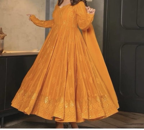 Anarkali salwar suit yellow - anarkali,