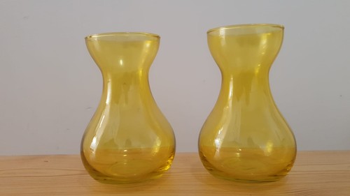 Pair vintage amber yellow - pair,