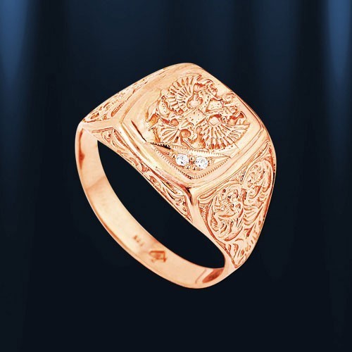 Rose gold signet ring - , russia