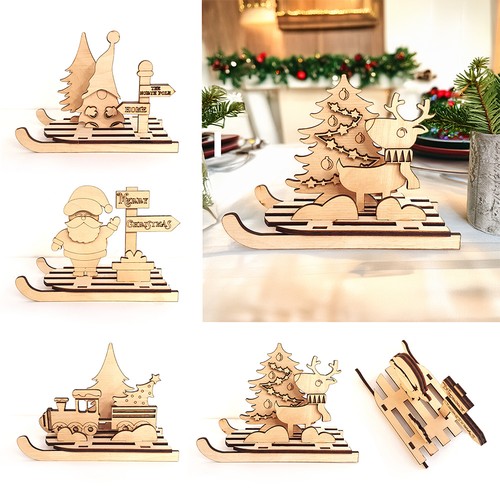 Wooden christmas sledges - christmas, table