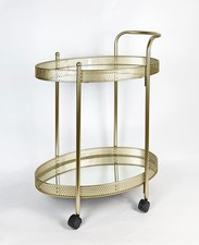 Drinks Trolley Kitchen serving cart with Two Glass Shelves Mini Bar Drinks