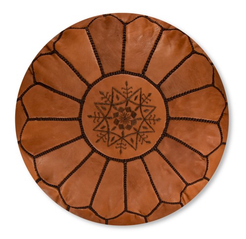 Moroccan leather pouffe - leather,
