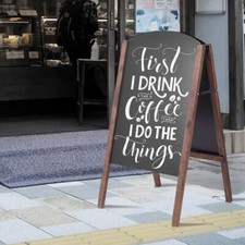 Folding Pavement Sign Poster Display Wooden Frame Shop Menu Double-Side Board UK