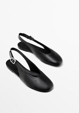 Massimo Dutton Black Leather ballet Pumps With Buckle Size 5 / EU 38