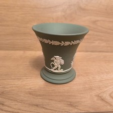 Wedgwood Green Jasperware Footed Trumpet Vase 8.5cm
