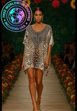 Camilla Jaguar Modal Short Round Neck Kaftan