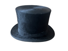 VINTAGE SILK  AND LEATHER TOP HAT  WOODROWS OF PICCADILY GOOD CONDITION WITH BOX