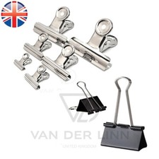 VDL Silver Bulldog Foldback Clips Metal Paper Binder Grip Black Bulldog Foldback