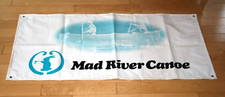 Vtg old Mad River Canoe Sign Smoking Bunny Vinyl Sailing Paddle Boat Banner nice