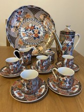 Japanese Kutani Marugo 8  Piece Porcelain Tea/Coffee Set & Charger Plate.