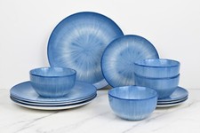 12pc Blue Star Pad Print Dinner Set