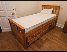 Single / double  pine wood bed with trundle