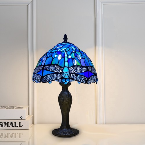 Blue tiffany table lamp - blue,