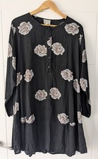 The Masai Clothing Company Black Flower Long Sleeve Dress Free Size 14-18