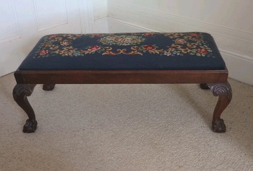 Lge antique footstool mahogany - antique,