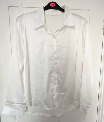 Shein white satin - shein, blouse