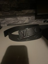 Louis Vuitton Men's 115cm Leather Belt with Silver LV Logo