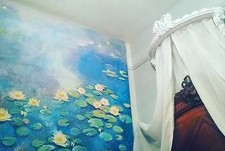 Antique French style bed ciel de lit half tester bed canopy vintage Chateau chic