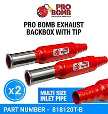 PRO Bomb X2 Two Universal back box round tail pipe exhaust In Cherry Red Color