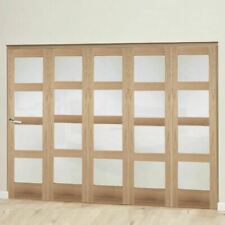 internal bifold doors oak shaker 4L frosted composite wooden folding door system