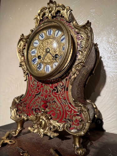 Antique victorian boulle clock - antique,