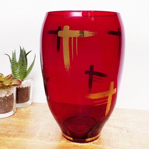 Red gold vase vintage - vintage, ruby