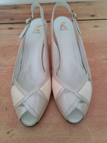 Cream kay leather sling back - cream,