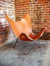 Leather butterfly chair, living room chair, specialty chair, armless chair