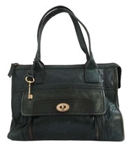 Fossil Dark Green Leather Large Satchel Bag