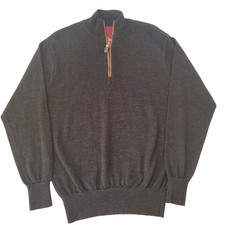 Orvis 1/4 Zip Jumper 100% Merino Wool Grey Marl Mens UK Medium