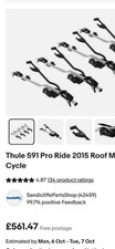 Thule ProRide 591 Roof Bike Rack Black/Aluminium x 4 with two sets of keys