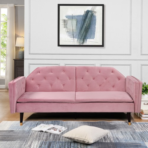 Plush velvet tufted sofa - velvet, bed