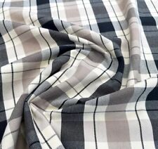 Upholstery Fabric - Black & Cream Tartan Check Curtain Cushion Fabric Material