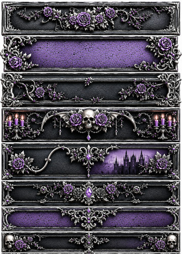 Gothic borders skulls - gothic,