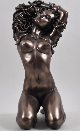 Medusa bronze nude figurine - bronze,