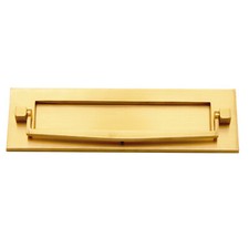 10" Victorian Sprung Front Door Postal Knocker Letter Box Plate - Polished Brass