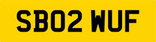 SB02 WUF CAR REG NUMBER PLATE SB INITIALS DOG K9 GROOMING VAN PET PUPPY BREEDING
