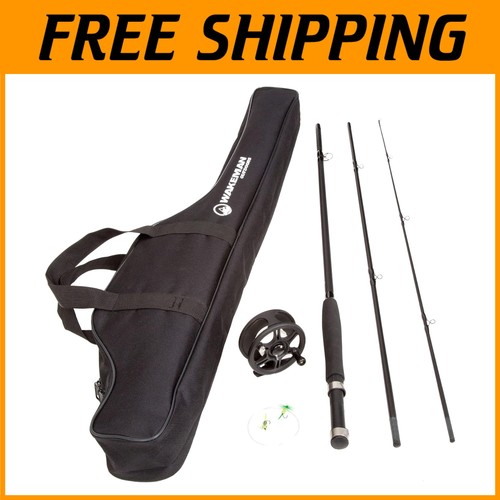 Black fly fishing pole combo - fly,