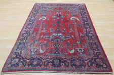 Antique Persain Oriental Carpet Rug Hand Made Wool Vintage 6ft 7" x 4ft 4" c1900