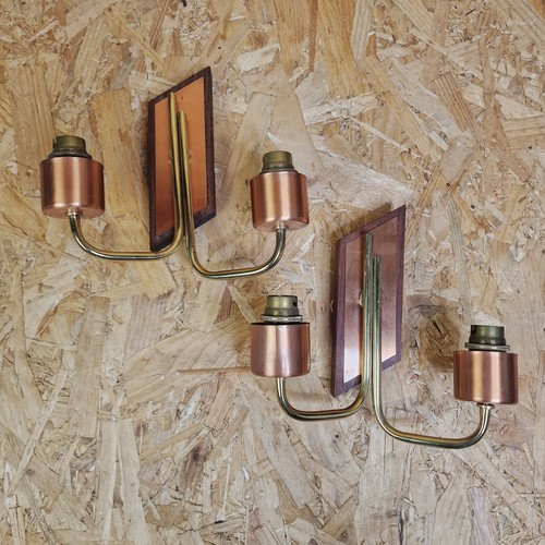 Pair mid century brass wall - century,